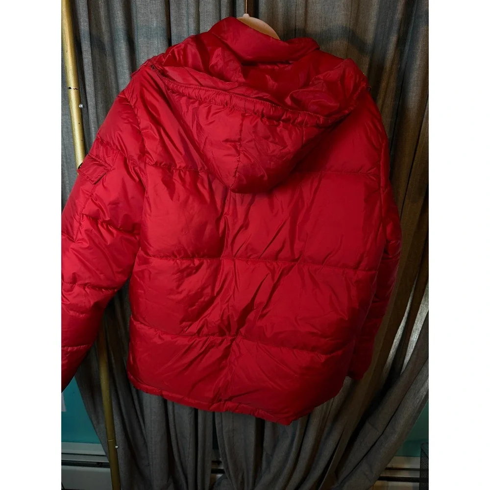 Forever 21 Men Red Puffer Jacket Detachable Hood Quilted Winter Coat‎ Large